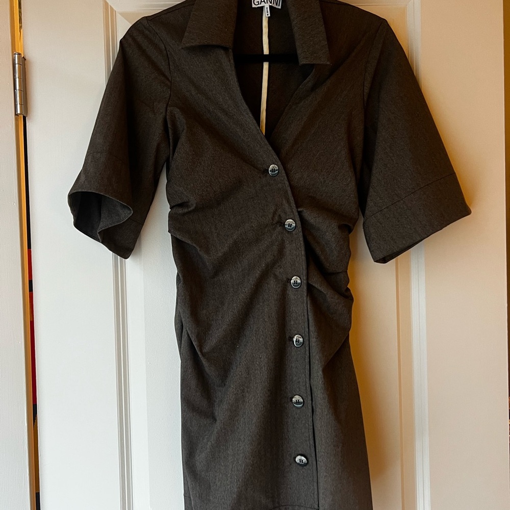 Ganni Dark Gray Mini Dress